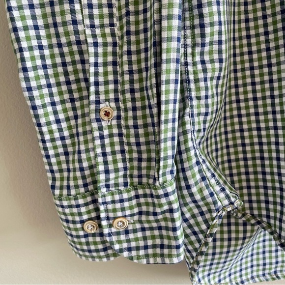 Tom James Men's Button Up Shirt Blue/Green Checkered Pattern Size Medium - Picture 4 of 11